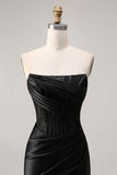 Corset Strapless Bodycon Lace Black Cocktail Dress