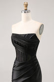 Corset Strapless Bodycon Lace Black Cocktail Dress