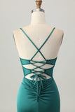Dark Green Corset Tight Short Satin Cocktail Dress