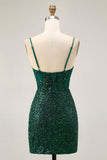 Sparkly Bodycon Dark Green Sequins Corset Cocktail Dress