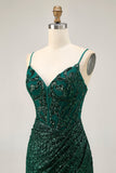 Sparkly Bodycon Dark Green Sequins Corset Cocktail Dress