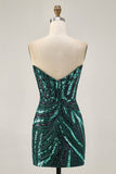 Sparkly Royal Blue Strapless Sequins Tight Short Cocktail Dress