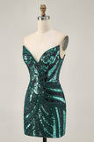 Sparkly Strapless Royal Blue Sequins Tight Cocktail Dress
