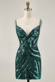 Sparkly Royal Blue Strapless Sequins Tight Short Cocktail Dress