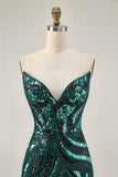Sparkly Royal Blue Strapless Sequins Tight Short Cocktail Dress