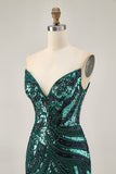 Sparkly Royal Blue Strapless Sequins Tight Short Cocktail Dress