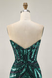 Sparkly Royal Blue Strapless Sequins Tight Short Cocktail Dress