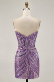 Sparkly Strapless Royal Blue Sequins Tight Cocktail Dress