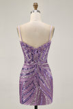 Sparkly Royal Blue Strapless Sequins Tight Short Cocktail Dress
