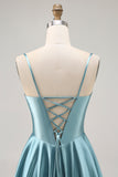 Corset Satin Grey Green A-line Short Prom Dress