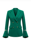2-Piece Dark Green Double Breasted Peak Lapel Prom Suits with Flare Sleeves