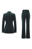 Dark Green Beaded Peaked lapel 2 Pieces Prom Suits