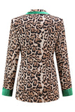 Coffee Leopard Peaked lapel 2 Pieces Prom Suits