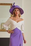 Purple Chiffon High-Low A Line Off the Shoulder Wedding Guest Dress
