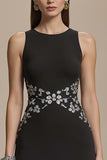 Crepe Bateau Neck Black A Line Formal Dress
