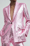 Sparkly Pink 2 Piece Women Prom Suits With Pockets