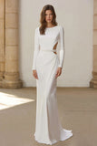 Sparkly Ivory Cut Out Sheath Wedding Dress