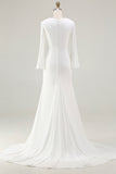 Ivory Mermaid Cowl Neck Long Wedding Dress