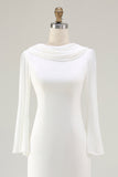 Ivory Mermaid Cowl Neck Long Wedding Dress