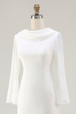 Ivory Mermaid Cowl Neck Long Wedding Dress