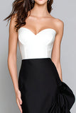 Black and White Mermaid Sweetheart Fomal Dress with Ruffles