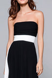 Black and White A Line Strapless Long Formal Dress