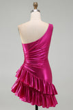 Sparkly Gold Metallic A Line Short Cocktail Dress with Ruffles