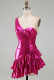 Sparkly Gold Metallic A Line Short Cocktail Dress with Ruffles