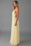 Daffodil Halter Sheath Pleated Chiffon Evening Dress