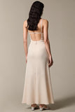 Apricot Simple Chiffon Sheath Spaghetti Straps Evening Dress