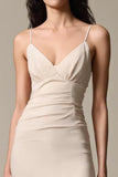 Apricot Simple Chiffon Sheath Spaghetti Straps Evening Dress