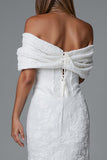 Ivory Mermaid Off The Shoulder Evening Dress With Lace