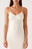 Sheath Ivory Spaghetti Straps Backless Formal Dress