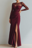 Black Velvet Mermaid Boat Neck Long Choir Dress with Slit