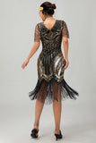 Sparkly Black Red Bodycon Fringed Short 1920s Dress With Fringes