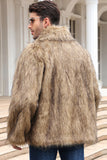 Black Fluffy Faux Fur Winter Men's Coat