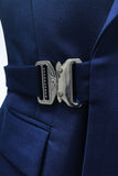 Navy Notched Lapel 2 Pieces Slim Fit Formal Suits