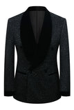 Sparkly Navy Sequin Shawl Lapel 2 Pieces Slim Fit Men's Prom Suits