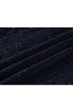 Sparkly Navy Sequin Shawl Lapel 2 Pieces Slim Fit Men's Prom Suits