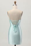 Light Green Bodycon Corset Cut Out Beaded Short Cocktail Dress