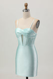 Light Green Bodycon Corset Cut Out Beaded Short Cocktail Dress