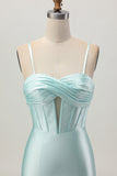 Light Green Bodycon Corset Cut Out Beaded Short Cocktail Dress