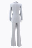 Silver 2 Piece Peak Lapel Double Breasted Slim Fit Women's Suit