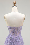 Blue Mermaid Sweetheart Corset Beaded Sequin Long Prom Dress with Slit
