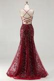 Sparkly Rose Golden Mermaid Lace Up Back Long Prom Dress with Sequins