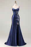 Burgundy Mermaid Beaded Embroidered Plus Size Long Prom Dress with Slit