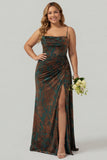 Burgundy Mermaid Corset Streamer Burnout Velvet Bridesmaid Dress with Slit