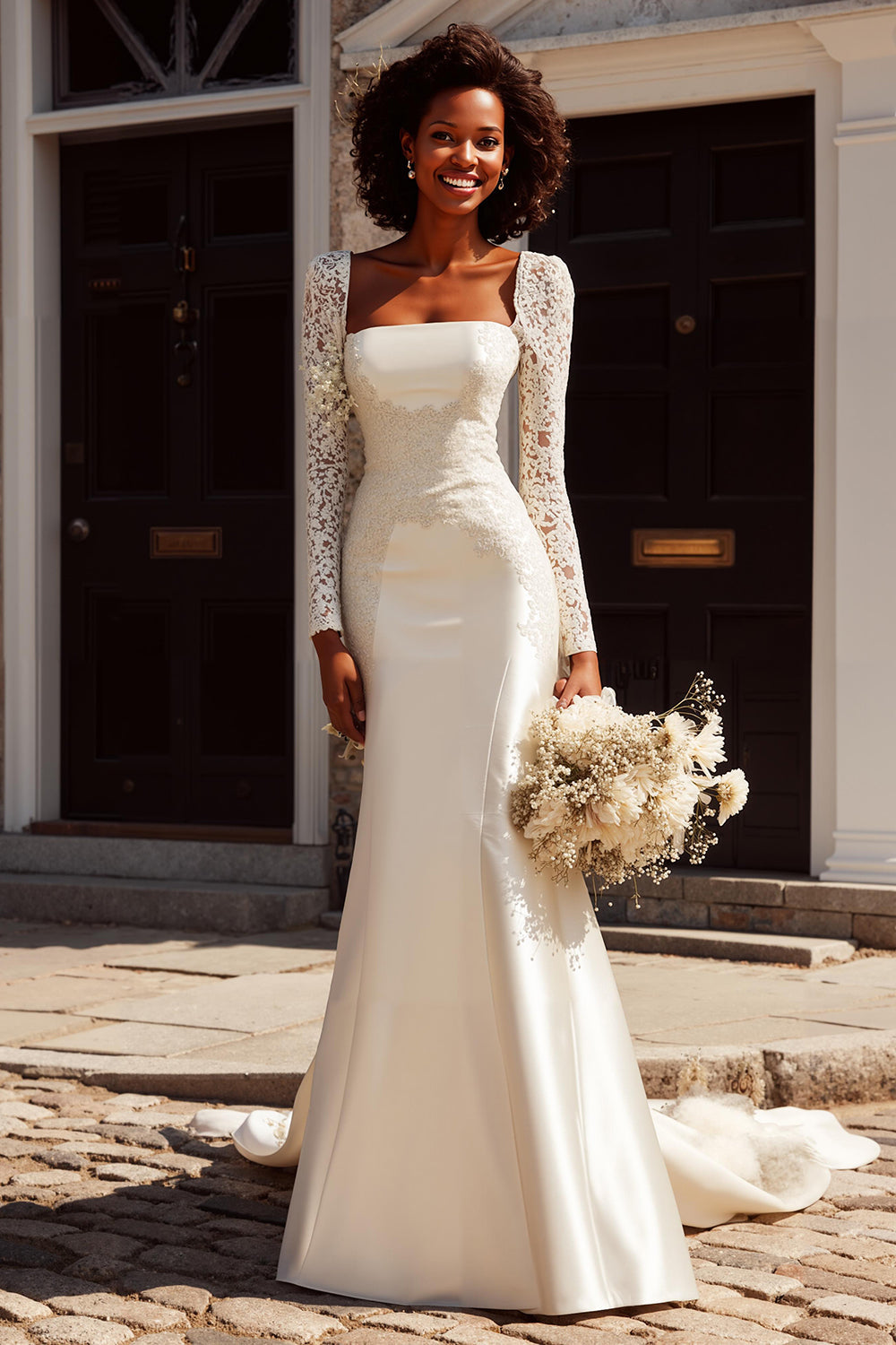 bateau mermaid wedding dresses Aterine Custom-Made Mermaid Bateau Neckline Wedding Dress