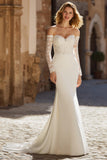 Ivory Mermaid Sweetheart Neck Appliqued Sweep Train Wedding Dress