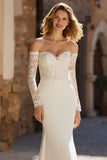 Ivory Mermaid Sweetheart Neck Appliqued Sweep Train Wedding Dress